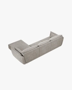 COLTAR KAELLE, 308 CM, CU 4 LOCURI, PE DREAPTA, GRI DESCHIS, CU TAPITERIE DIN TEXTIL CHENILLE OVER THE HORIZON, MICADONI - Img 3