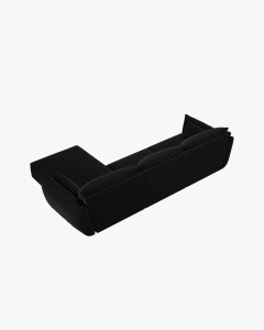 COLTAR KAELLE, 308 CM, CU 4 LOCURI, PE DREAPTA, NEGRU, CU TAPITERIE DIN TEXTIL CATIFEA BLUVEL, MICADONI - Img 3