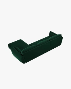 COLTAR KAELLE, 308 CM, CU 4 LOCURI, PE DREAPTA, VERDE SMARALD, CU TAPITERIE DIN TEXTIL CATIFEA BLUVEL, MICADONI - Img 3
