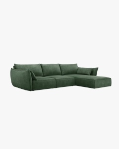 COLTAR KAELLE, 308 CM, CU 4 LOCURI, PE DREAPTA, VERDE SMARALD, CU TAPITERIE DIN TEXTIL CHENILLE OVER THE HORIZON, MICADONI - Img 2