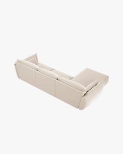 COLTAR KAELLE, 308 CM, CU 4 LOCURI, PE STANGA, BEJ DESCHIS, CU TAPITERIE DIN TEXTIL CATIFEA BLUVEL, MICADONI - Img 3
