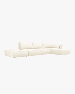 COLTAR KAELLE, 364 CM, CU 5 LOCURI, PE DREAPTA, BEJ DESCHIS, CU TAPITERIE DIN TEXTIL CHENILLE OVER THE HORIZON, MICADONI - Img 2