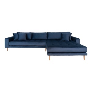 COLTAR LIDO CU 4 PERINI 290CM, DIN LEMN SI TEXTIL, CULOARE ALBASTRU, DREAPTA, HOUSE NORDIC