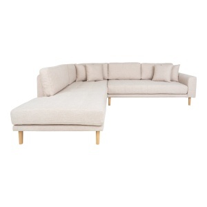 COLTAR LIDO IN FORMA DE L, STANGA, CU 4 PERINI 257CM, DIN LEMN SI TEXTIL, CULOARE BEJ, HOUSE NORDIC