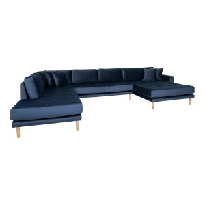 COLTAR LIDO IN FORMA DE U, CU 4 PERINI 370CM, DIN LEMN SI TEXTIL, CULOARE ALBASTRU, HOUSE NORDIC - Img 3