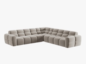 COLTAR LISA, 6 LOCURI, 310 CM, BEJ DESCHIS, TAPITERIE DIN CATIFEA, DESIGN DEOSEBIT - Img 2