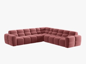 COLTAR LISA, 6 LOCURI, 310 CM, ROZ, TAPITERIE DIN CATIFEA, DESIGN DEOSEBIT - Img 2
