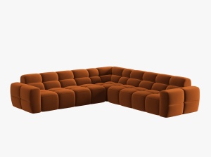 COLTAR LISA, 6 LOCURI, 310 CM, SCORTISOARA, TAPITERIE DIN CATIFEA, DESIGN DEOSEBIT - Img 2
