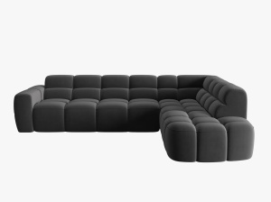 COLTAR LISA, DREAPTA, 5 LOCURI, 293 CM, GRI INCHIS, TAPITERIE DIN CATIFEA, DESIGN DEOSEBIT - Img 2