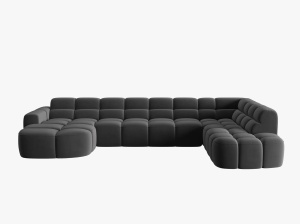 COLTAR LISA, DREAPTA, 7 LOCURI, 387 CM, GRI INCHIS, TAPITERIE DIN CATIFEA, DESIGN DEOSEBIT - Img 2