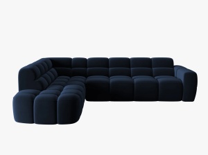 COLTAR LISA, STANGA, 5 LOCURI, 293 CM, ALBASTRU ROYAL, TAPITERIE DIN CATIFEA, DESIGN DEOSEBIT - Img 2