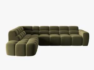 COLTAR LISA, STANGA, 5 LOCURI, 293 CM, VERDE OLIVE, TAPITERIE DIN CATIFEA, DESIGN DEOSEBIT - Img 2