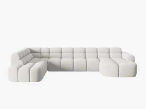 COLTAR LISA, STANGA, 7 LOCURI, 387 CM, GRI DESCHIS 01, TAPITERIE DIN STOFA, DESIGN DEOSEBIT - Img 2