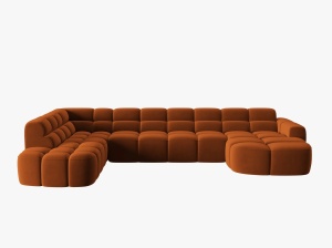 COLTAR LISA, STANGA, 7 LOCURI, 387 CM, SCORTISOARA, TAPITERIE DIN CATIFEA, DESIGN DEOSEBIT - Img 2