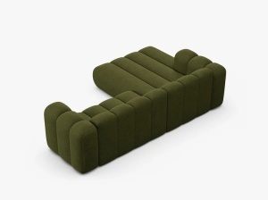 COLTAR LUPIN 260, PE STANGA, VERDE MASLINIU INCHIS, CU TAPITERIE DIN TEXTIL BOUCLE BALOO, MICADONI - Img 4