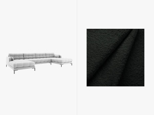 COLTAR MAMAIA, CU 6 LOCURI, NEGRU, CU TAPITERIE DIN TEXTIL BOUCLE BALOO, MICADONI