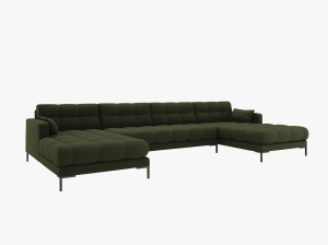 COLTAR MAMAIA, CU 6 LOCURI, VERDE MASLINIU INCHIS, CU TAPITERIE DIN TEXTIL STRUCTURAT NEVE, MICADONI