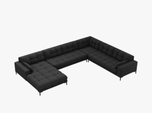 COLTAR MAMAIA, CU 7 LOCURI, PE DREAPTA, GRI INCHIS, CU TAPITERIE DIN TEXTIL STRUCTURAT NEVE, MICADONI - Img 3