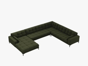 COLTAR MAMAIA, CU 7 LOCURI, PE DREAPTA, VERDE MASLINIU INCHIS, CU TAPITERIE DIN TEXTIL STRUCTURAT NEVE, MICADONI - Img 3