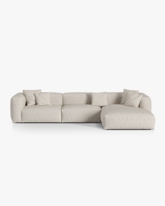 COLTAR MARTINA, 130X176 CM, PE DREAPTA, BEJ, TAPITAT CU TAPITERIE DIN TEXTIL BOUCLE MONET, MICADONI