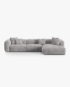 COLTAR MARTINA, 130X176 CM, PE DREAPTA, GRI DESCHIS, TAPITAT CU TAPITERIE DIN TEXTIL CORDOI TILIA, MICADONI