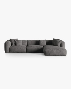 COLTAR MARTINA, 130X176 CM, PE DREAPTA, GRI, TAPITAT CU TAPITERIE DIN TEXTIL CATIFEA VOGUE, MICADONI