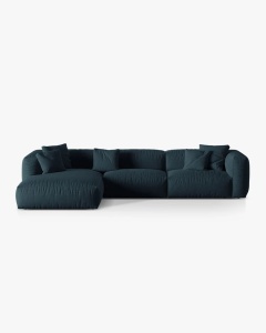 COLTAR MARTINA, 130X176 CM, PE STANGA, BLUE JEANS, TAPITAT CU TAPITERIE DIN TEXTIL STRUCTURAT BOSTON, MICADONI