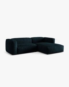 COLTAR MARTINA, ALBASTRU INCHIS, 280 CM, DREAPTA, CU TAPITERIE DIN TEXTIL CATIFEA VOGUE, MICADONI - Img 2