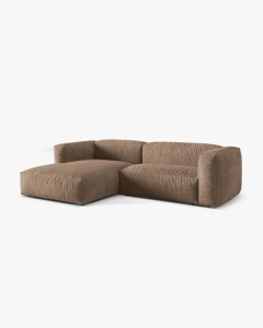 COLTAR MARTINA, BEJ DESCHIS, 244 CM, DREAPTA, CU TAPITERIE DIN TEXTIL CATIFEA VOGUE, MICADONI - Img 2