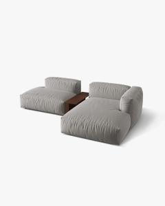 COLTAR MARTINA, PE DREAPTA, 285 CM, GRI DESCHIS, TAPITAT CU TAPITERIE DIN TEXTIL STRUCTURAT BOSTON, MICADONI - Img 3