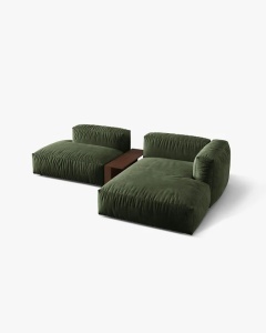 COLTAR MARTINA, PE DREAPTA, 285 CM, VERDE, TAPITAT CU TAPITERIE DIN TEXTIL CATIFEA VOGUE, MICADONI - Img 3