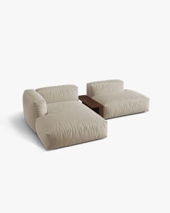 COLTAR MARTINA, PE STANGA, 285 CM, BEJ DESCHIS, TAPITAT CU TAPITERIE DIN TEXTIL STRUCTURAT BOSTON, MICADONI - Img 3