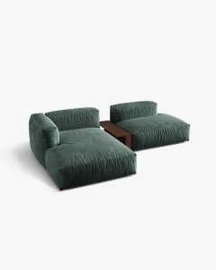 COLTAR MARTINA, PE STANGA, 285 CM, VERDE MUSCHI, TAPITAT CU TAPITERIE DIN TEXTIL CATIFEA VOGUE, MICADONI - Img 3