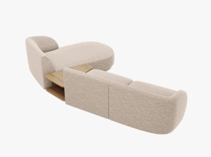 COLTAR MILEY, CU 3 LOCURI, PE DREAPTA, BEJ, CU TAPITERIE DIN TEXTIL CHENILLE HAGA, MICADONI - Img 3