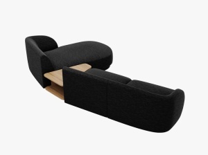 COLTAR MILEY, CU 3 LOCURI, PE DREAPTA, NEGRU, CU TAPITERIE DIN TEXTIL CHENILLE HAGA, MICADONI - Img 3