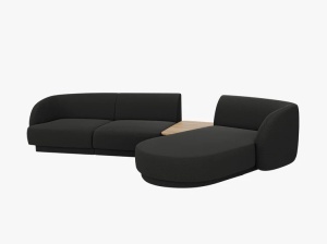 COLTAR MILEY, CU 3 LOCURI, PE DREAPTA, NEGRU, CU TAPITERIE DIN TEXTIL BOUCLE BALOO, MICADONI - Img 3