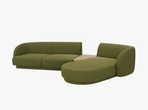 COLTAR MILEY, CU 3 LOCURI, PE DREAPTA, VERDE MASLINIU INCHIS, CU TAPITERIE DIN TEXTIL BOUCLE BALOO, MICADONI - Img 3