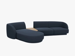 COLTAR MILEY, CU 3 LOCURI, PE STANGA, ALBASTRU INCHIS, CU TAPITERIE DIN TEXTIL BOUCLE BALOO - Img 3