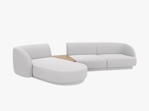 COLTAR MILEY, CU 3 LOCURI, PE STANGA, GRI DESCHIS, CU TAPITERIE DIN TEXTIL BOUCLE BALOO, MICADONI - Img 3