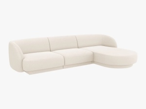 COLTAR MILEY DREAPTA, 4 LOCURI, 255 CM, BEJ DESCHIS 22, TAPITERIE BOUCLE, DESIGN DEOSEBIT - Img 3