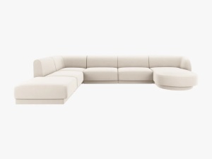 COLTAR MILEY STANGA, 6 LOCURI, 327 CM, BEJ DESCHIS 22, TAPITERIE DIN CATIFEA, DESIGN DEOSEBIT - Img 2