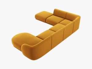 COLTAR MILEY STANGA, 6 LOCURI, 327 CM, GALBEN 68, TAPITERIE DIN CATIFEA, DESIGN DEOSEBIT - Img 3