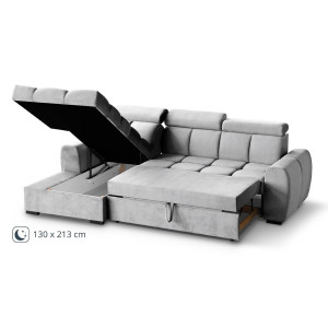 COLTAR MODERN DEOSEBIT, GOMEZ STANGA 267CM, DIN CATIFEA DE CULOARE GRI DESCHIS, CONFORT SPORIT - Img 5