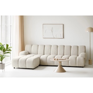 COLTAR MODULAR 276CM, DIN LEMN SI TEXTIL, CULOARE NISIPIU, HOUSE NORDIC - Img 6