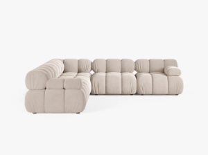 COLTAR MODULAR BELLIS, BEJ DESCHIS, CU TAPITERIE DIN CATIFEA VENUS, MICADONI - Img 2