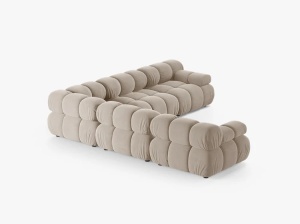 COLTAR MODULAR BELLIS, BEJ INCHIS, CU TAPITERIE DIN CATIFEA BLUVEL, MICADONI - Img 3