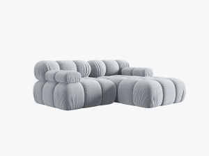 COLTAR MODULAR BELLIS, DREAPTA, 2 LOCURI, 191 CM, ALBASTRU DESCHIS 80, TAPITERIE DIN CATIFEA, DESIGN DEOSEBIT - Img 6