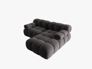 COLTAR MODULAR BELLIS, DREAPTA, 2 LOCURI, 191 CM, GRI INCHIS 97, TAPITERIE DIN CATIFEA, DESIGN DEOSEBIT - Img 3
