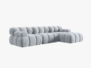 COLTAR MODULAR BELLIS, DREAPTA, 3 LOCURI, 285 CM, ALBASTRU DESCHIS 80, TAPITERIE DIN CATIFEA, DESIGN DEOSEBIT - Img 4