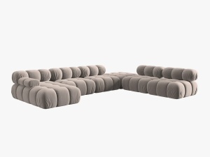 COLTAR MODULAR BELLIS, DREAPTA, 6 LOCURI, 379 CM, BEJ 16, TAPITERIE DIN CATIFEA, DESIGN DEOSEBIT - Img 2